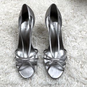 LOFT: metallic silver strappy shoes (like new!)